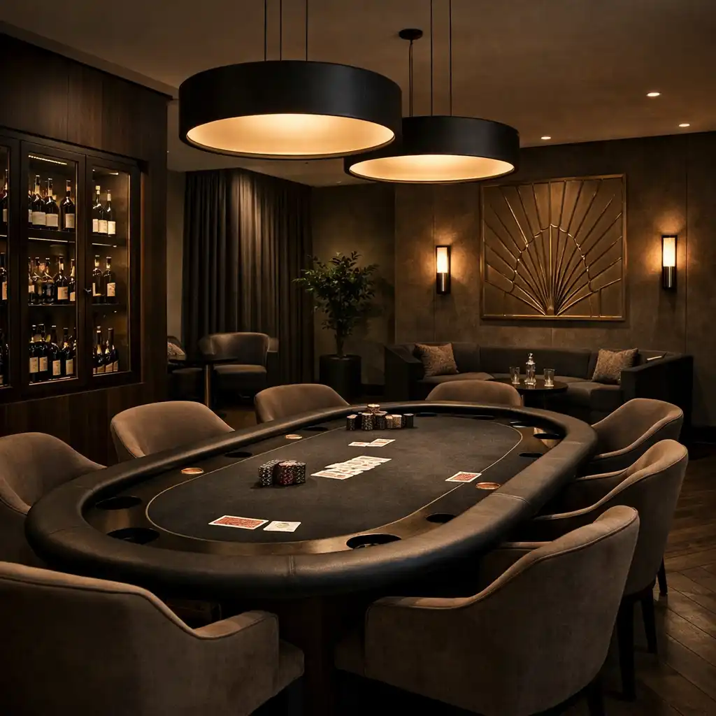 Gourmet lounge hosszú asztallal, fine-dining terítékkel és természetes, meleg tónusú enteriőrrel